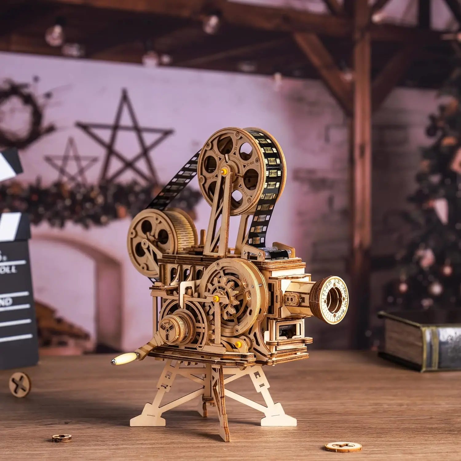 Puzzle 3D en Bois | Projecteur à Manivelle