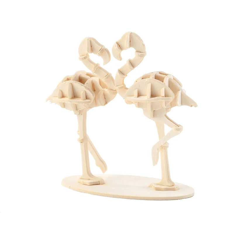 Puzzle 3D en Bois | Flamant Rose