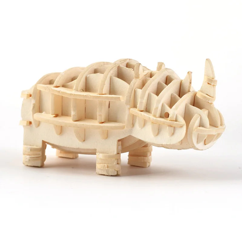 Puzzle 3D en Bois | Rhinocéros