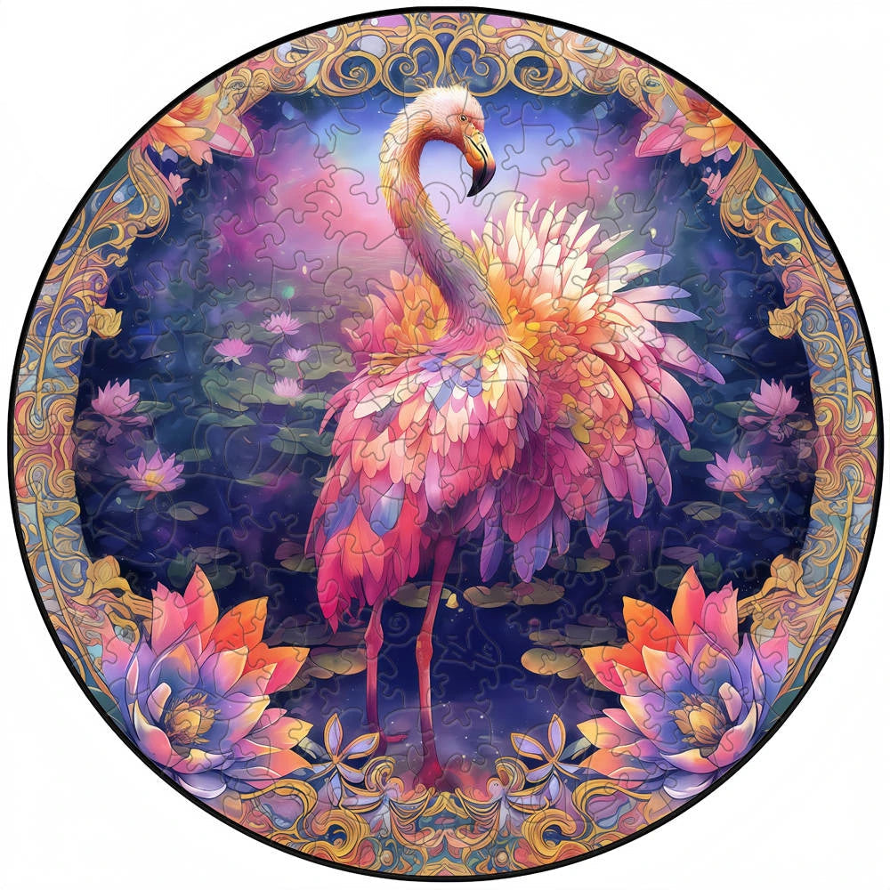 Puzzle 2D en Bois | Flamant Rose