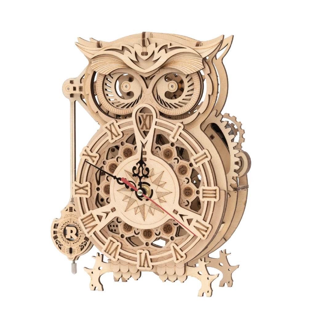 Puzzle 3D en Bois | Horloge Chouette