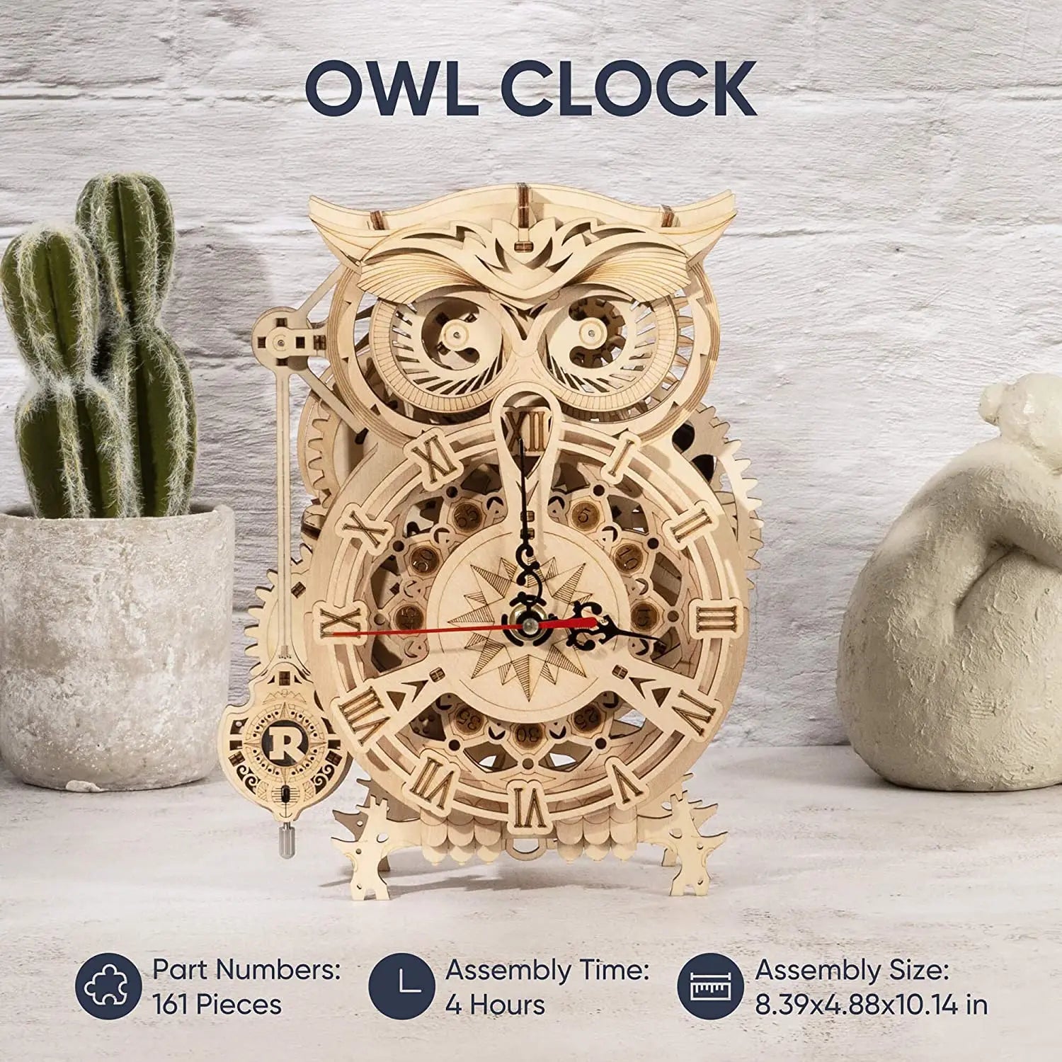 Puzzle 3D en Bois | Horloge Chouette