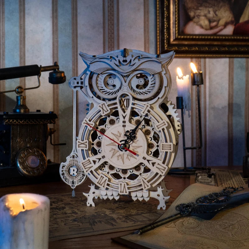Puzzle 3D en Bois | Horloge Chouette