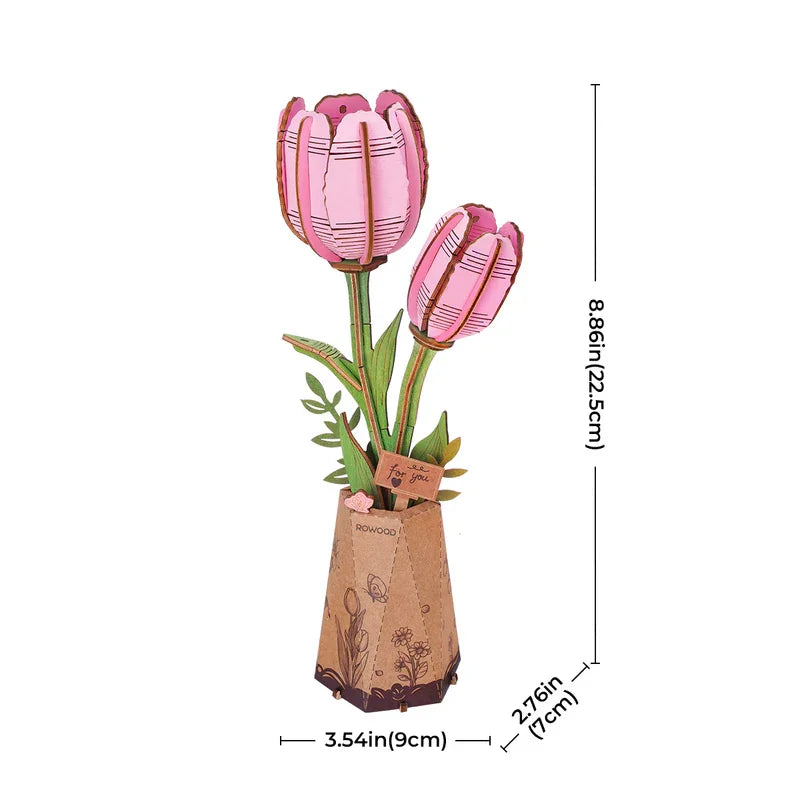 Puzzle 3D en Bois | Bouquet de Fleurs