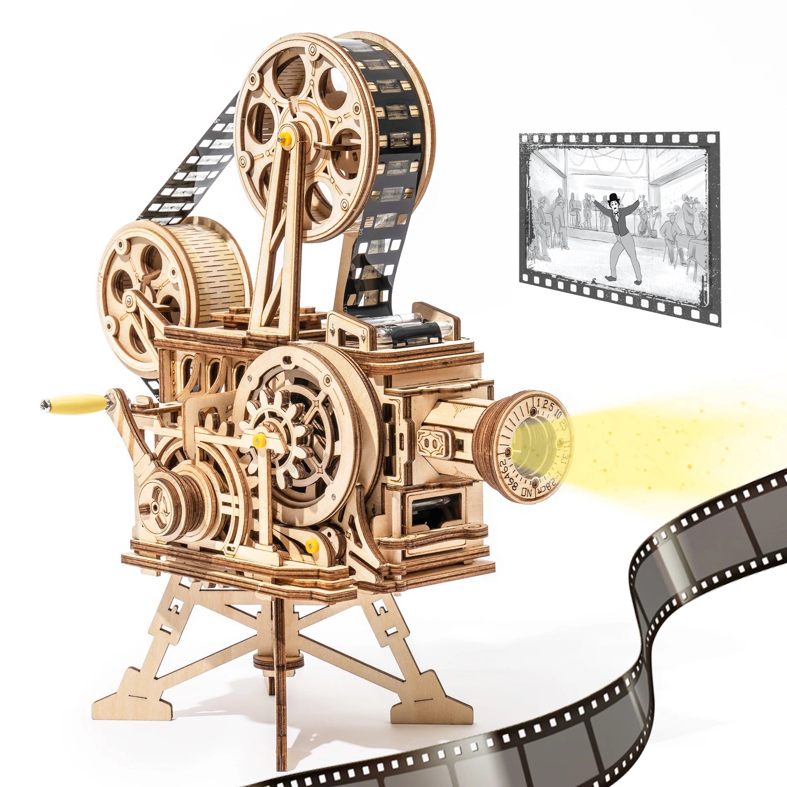 Puzzle 3D en Bois | Projecteur à Manivelle