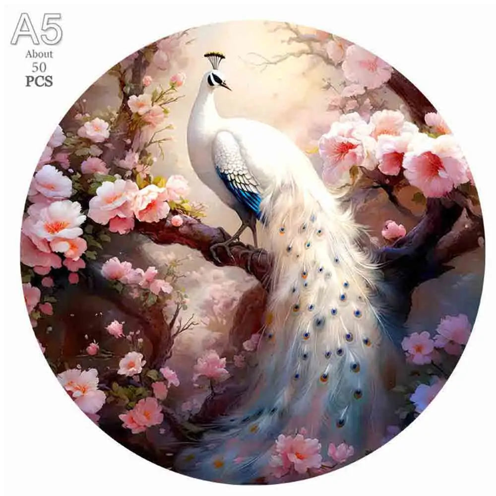 Puzzle 2D en Bois | Paon Blanc