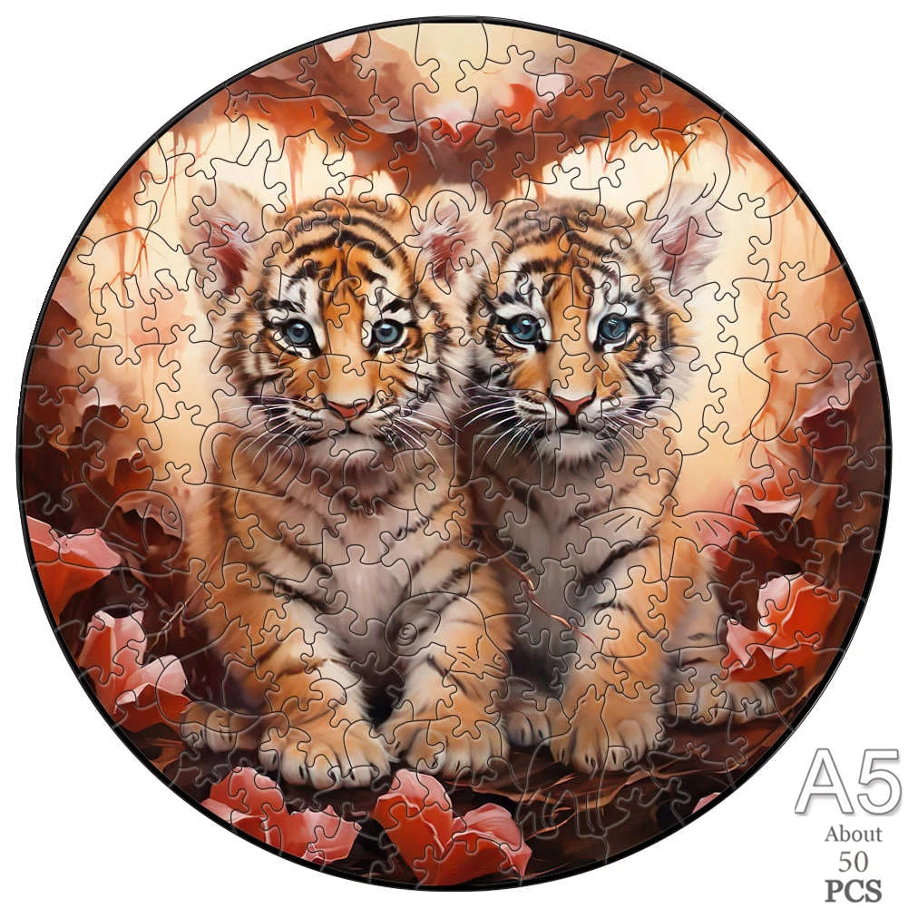 Puzzle 2D en Bois | Duo de Tigres
