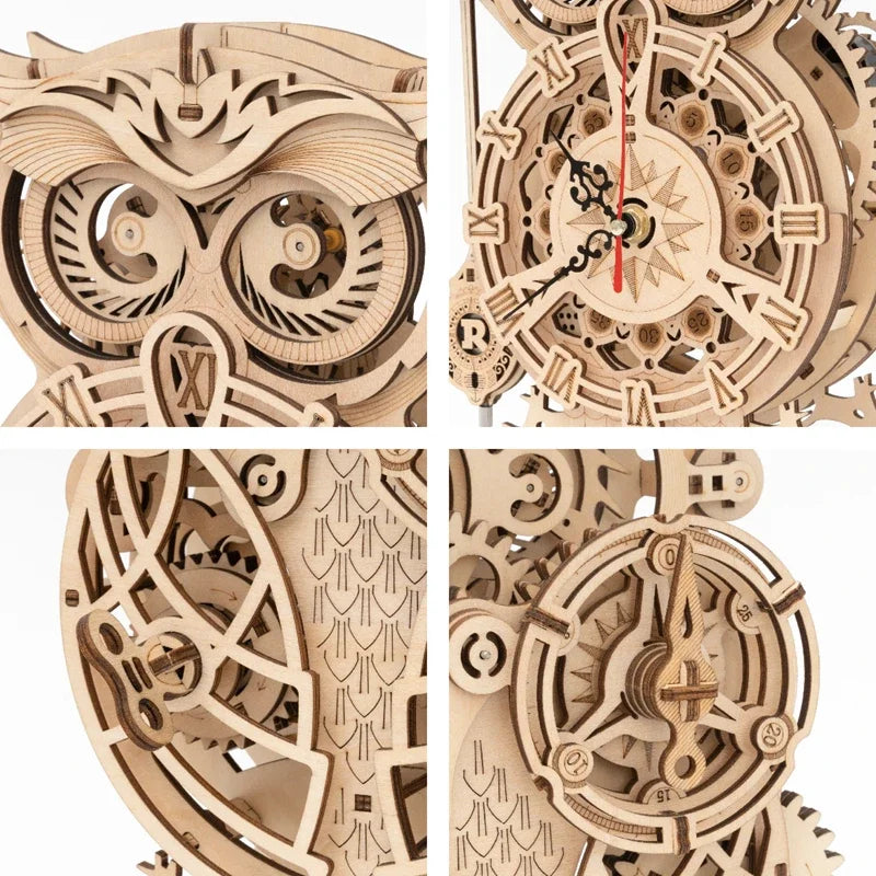 Puzzle 3D en Bois | Horloge Chouette
