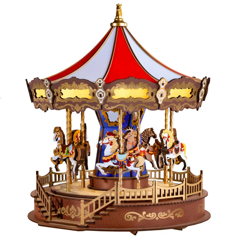Puzzle 3D en Bois | Carrousel musical