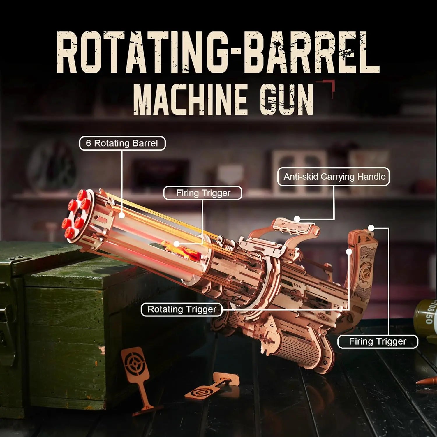 Puzzle 3D en Bois | Machine Gun