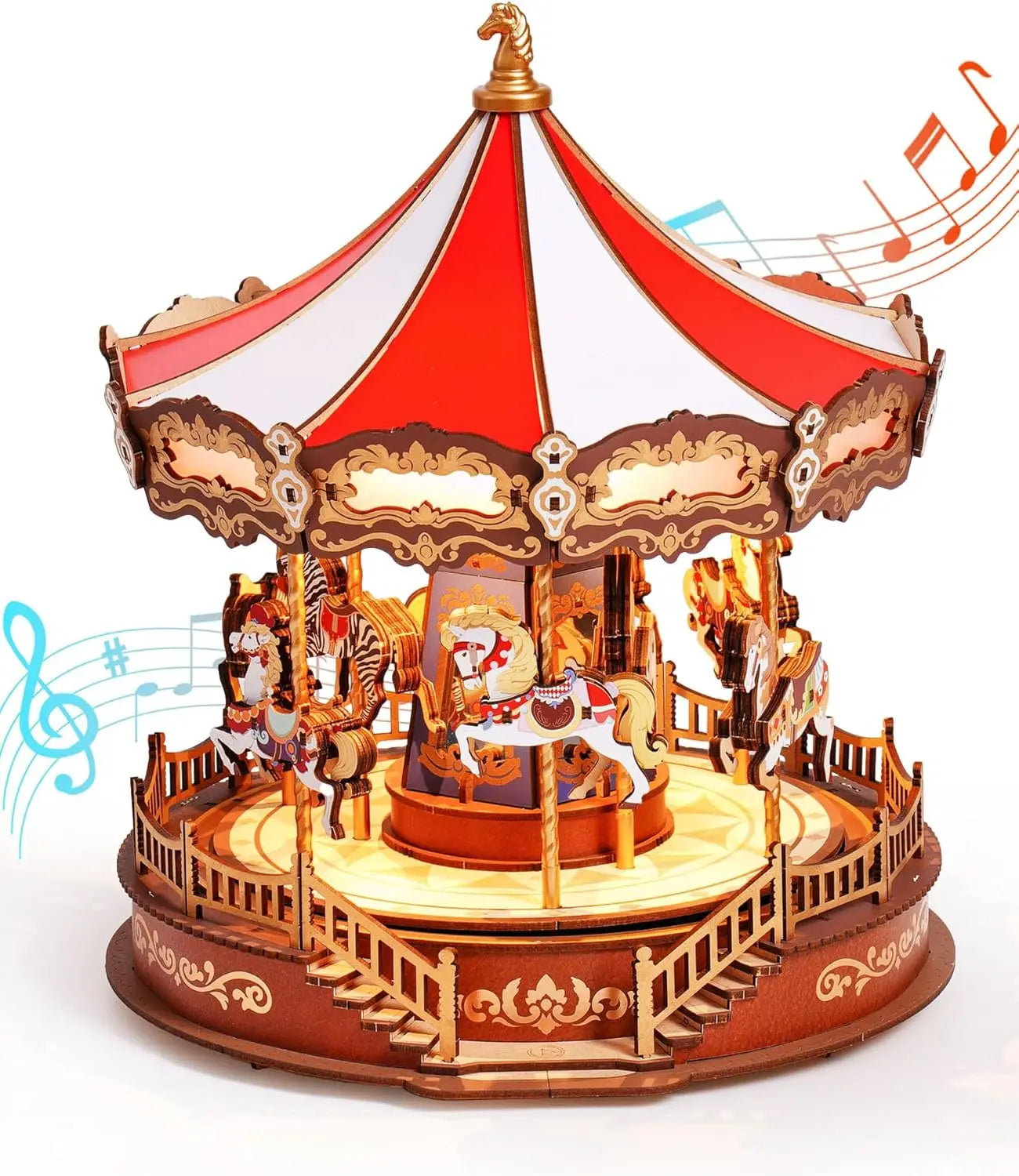 Puzzle 3D en Bois | Carrousel musical