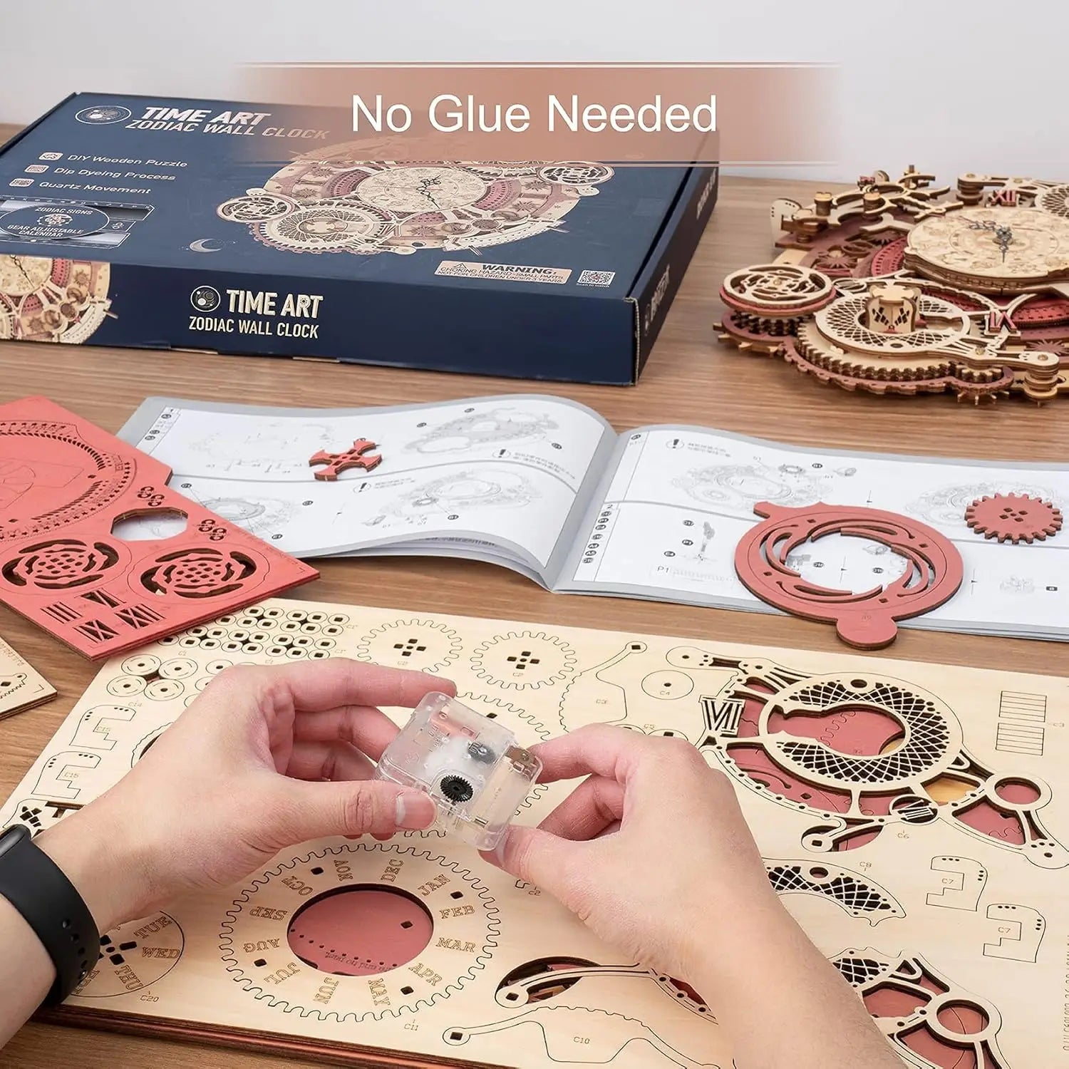 Puzzle 3D en Bois | Horloge ouverte