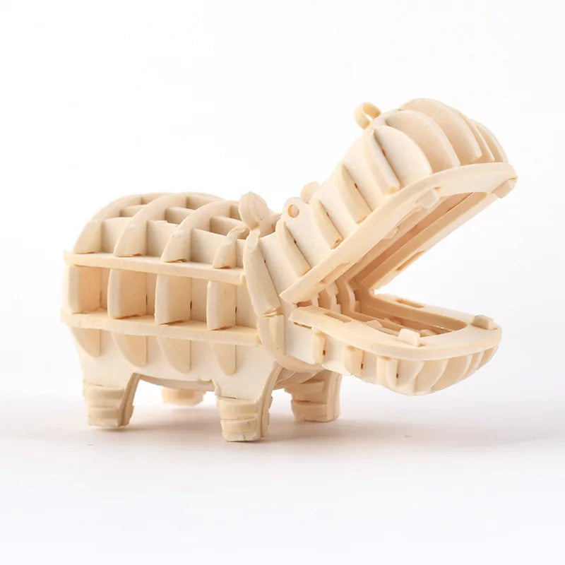 Puzzle 3D en Bois | Hippopotame