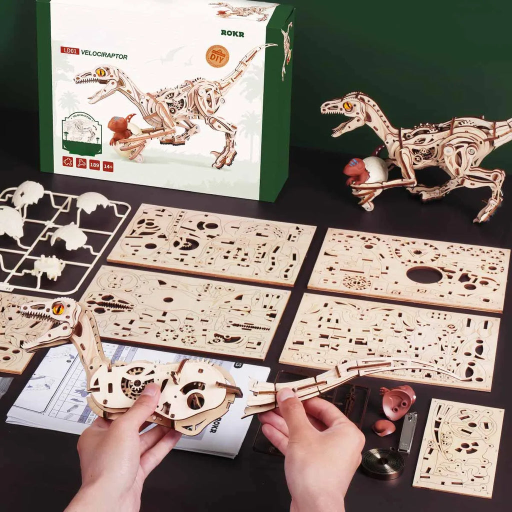 Puzzle 3D en Bois | Velociraptor