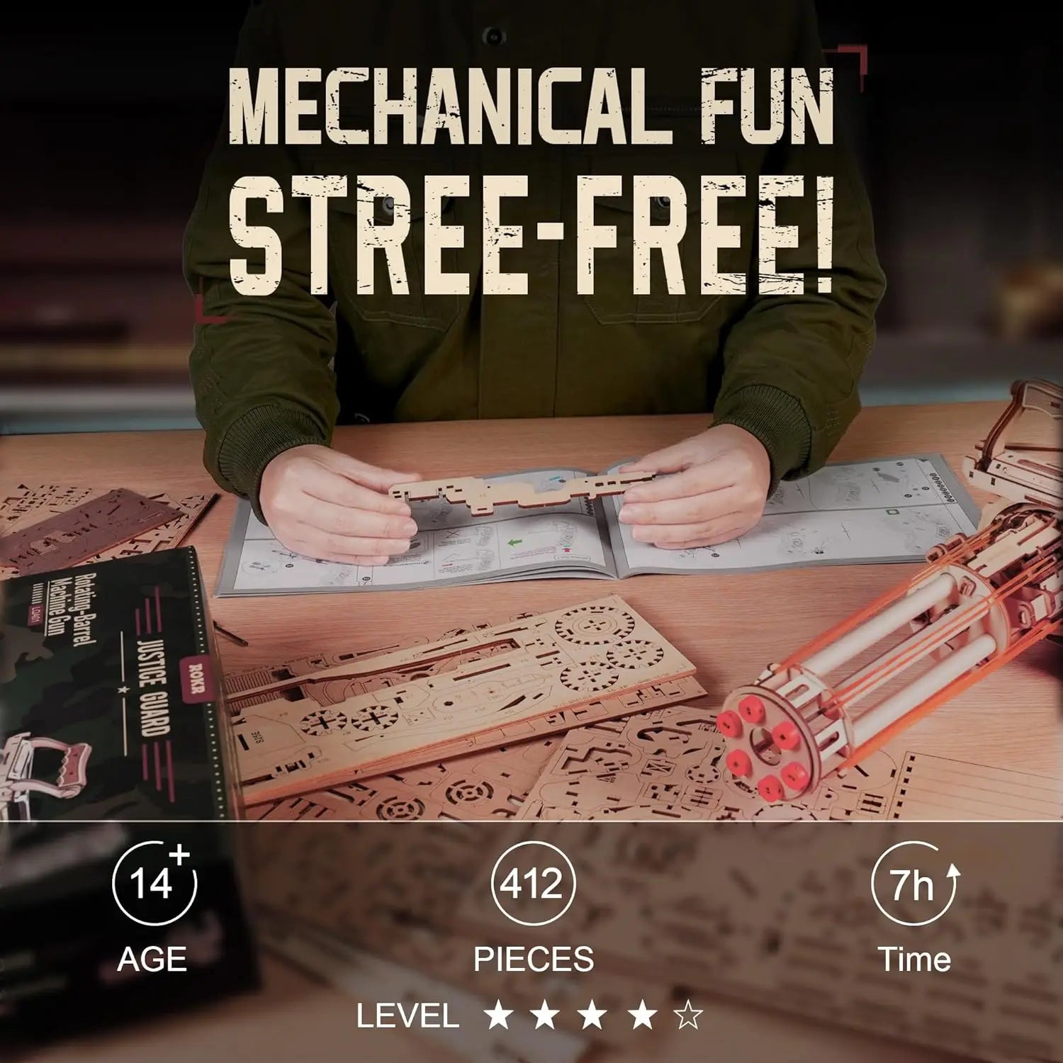 Puzzle 3D en Bois | Machine Gun