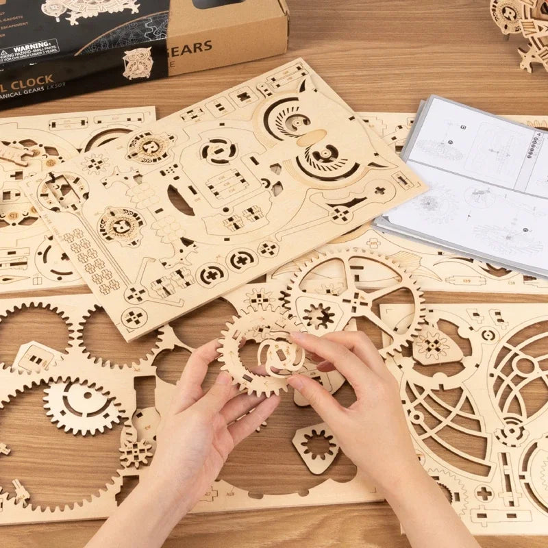 Puzzle 3D en Bois | Horloge Chouette