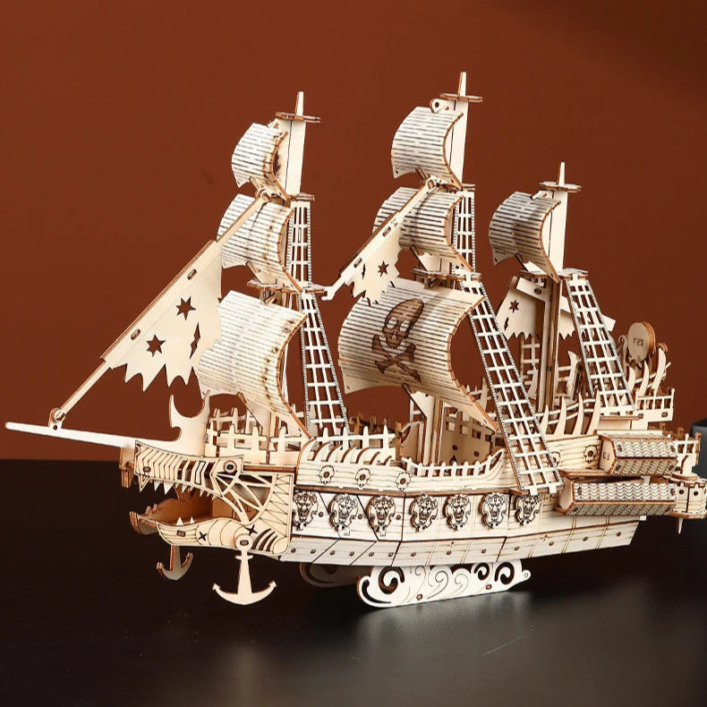 Puzzle 3D en Bois | Bateau Pirate