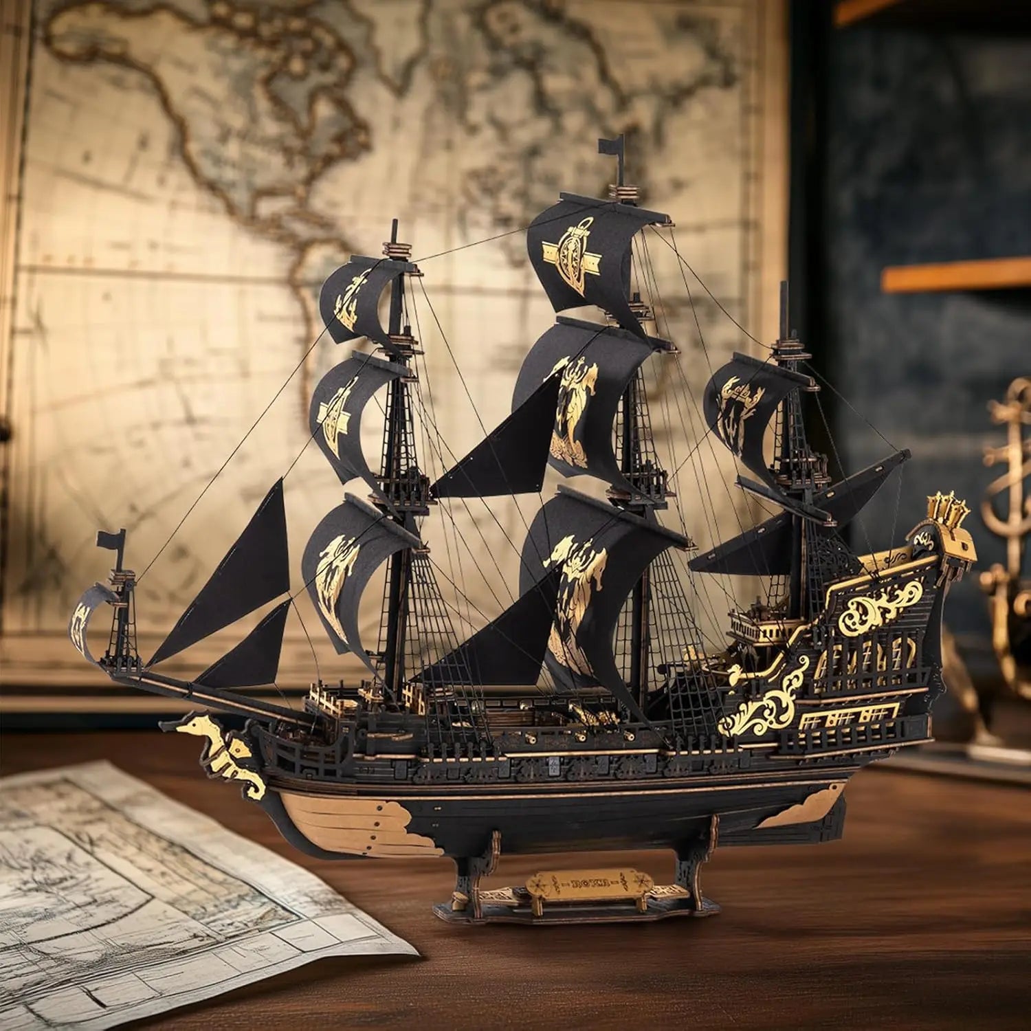 Puzzle 3D en Bois | Bateau Pirate