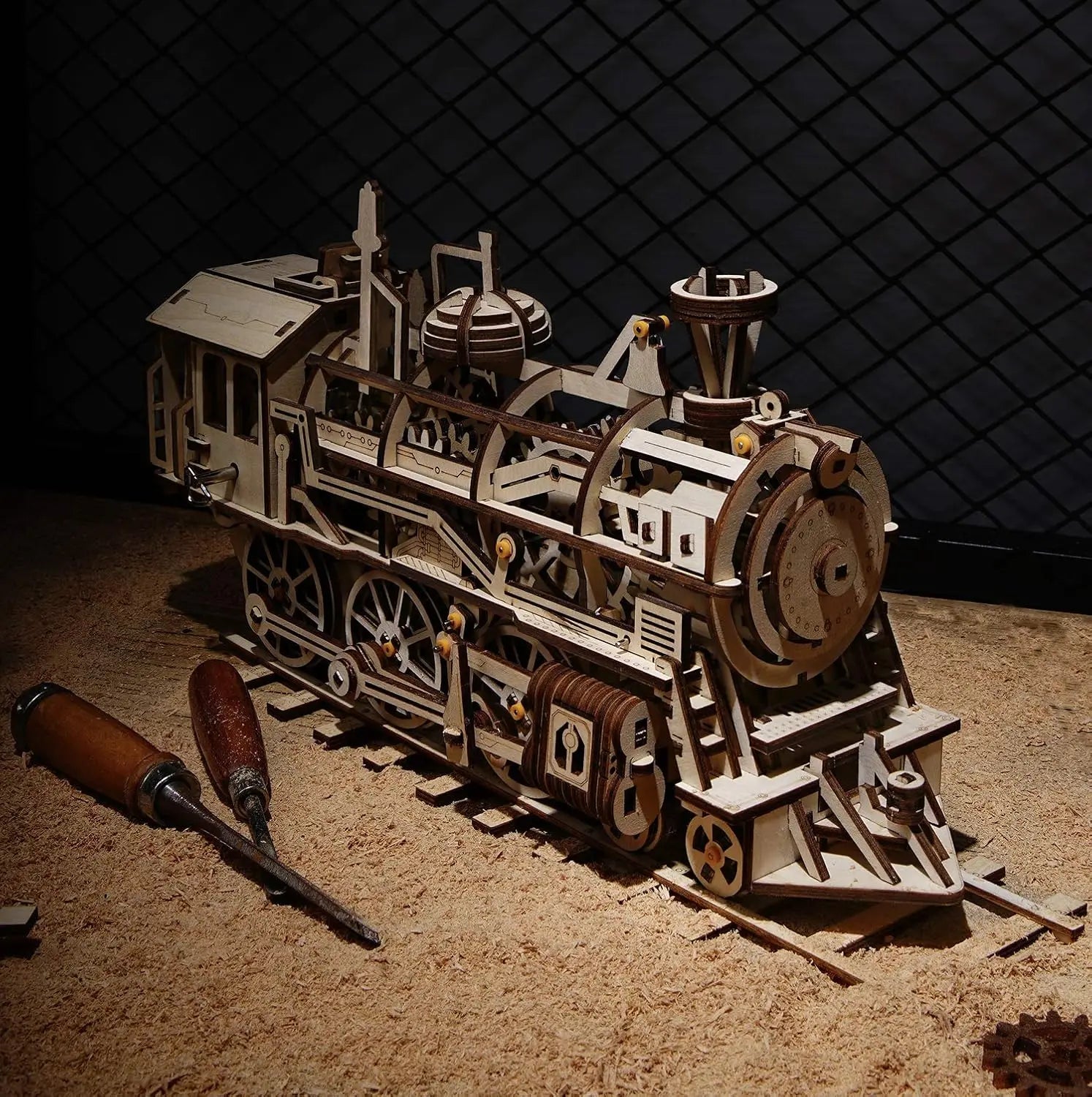 Puzzle 3D en Bois | Locomotive mécanique