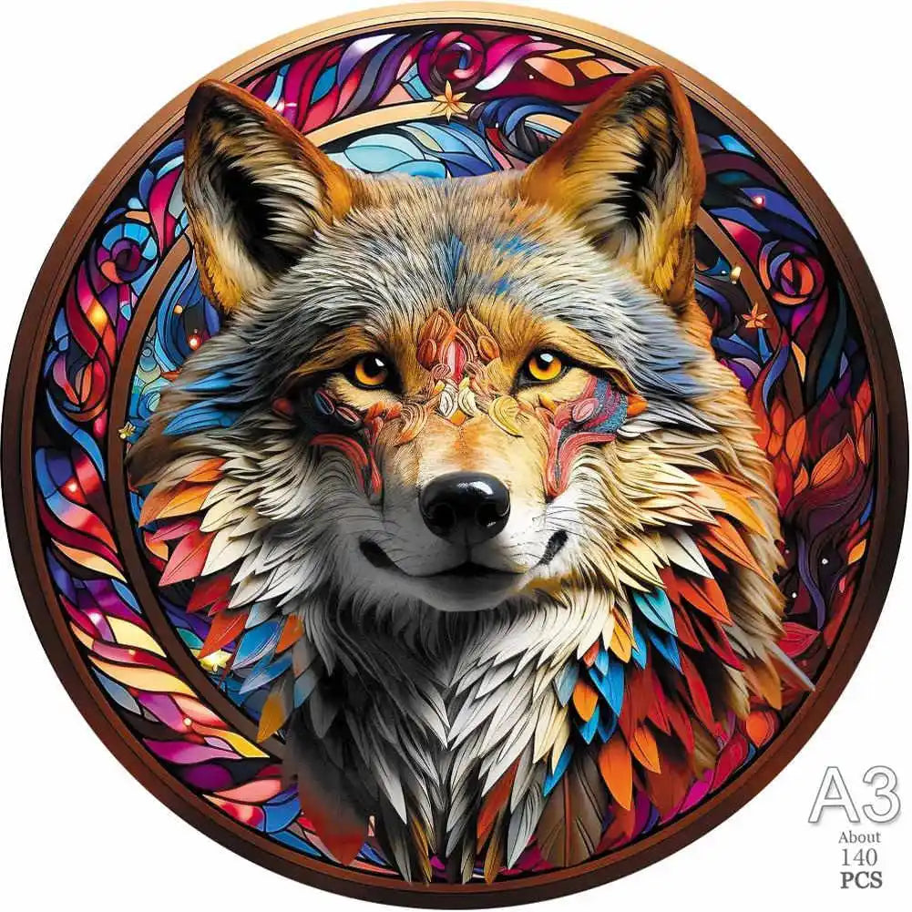 Puzzle 2D en Bois | Loup Coloré