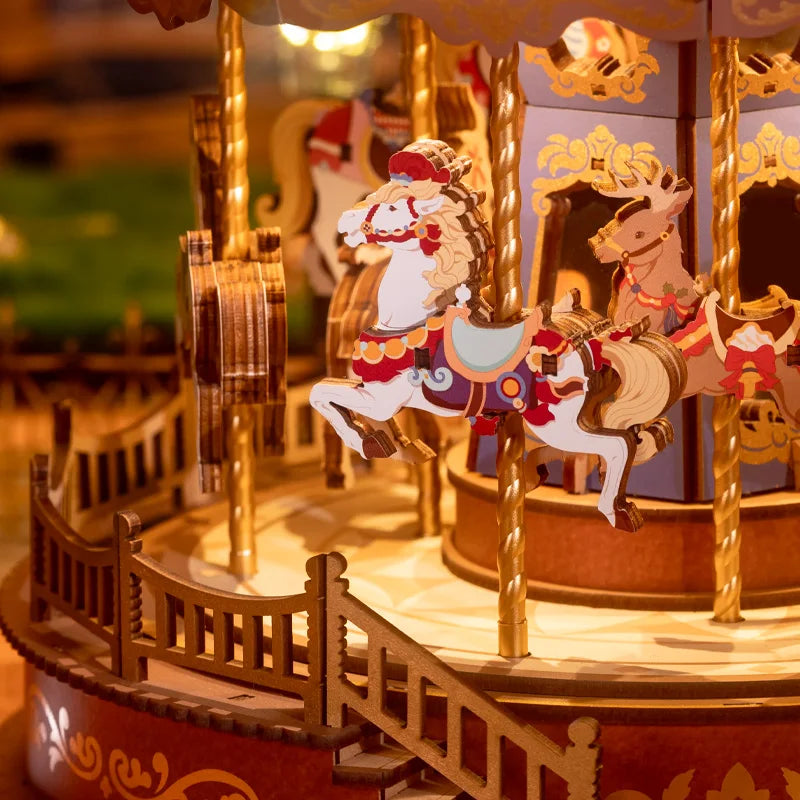 Puzzle 3D en Bois | Carrousel musical