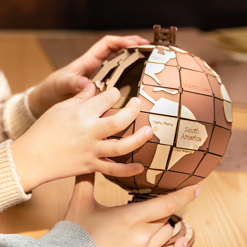 Puzzle 3D en Bois | Globe Terrestre Édition World