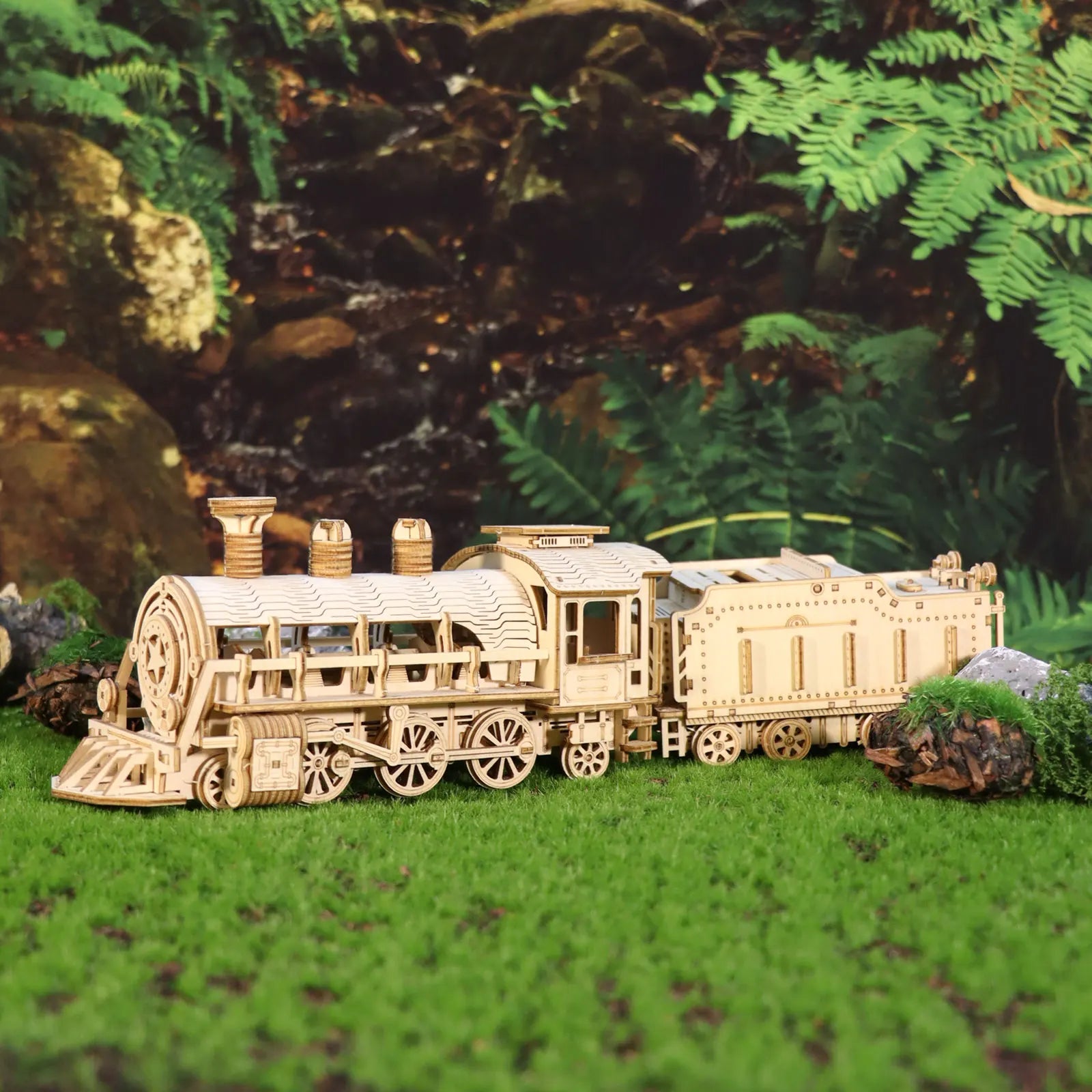 Puzzle 3D en Bois | Locomotive Mécanique
