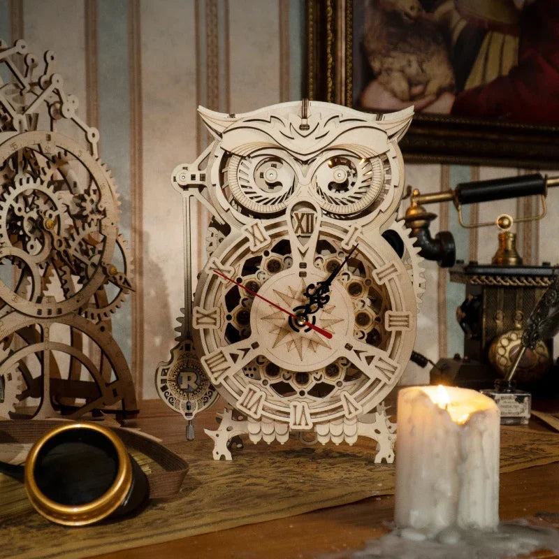 Puzzle 3D en Bois | Horloge Chouette