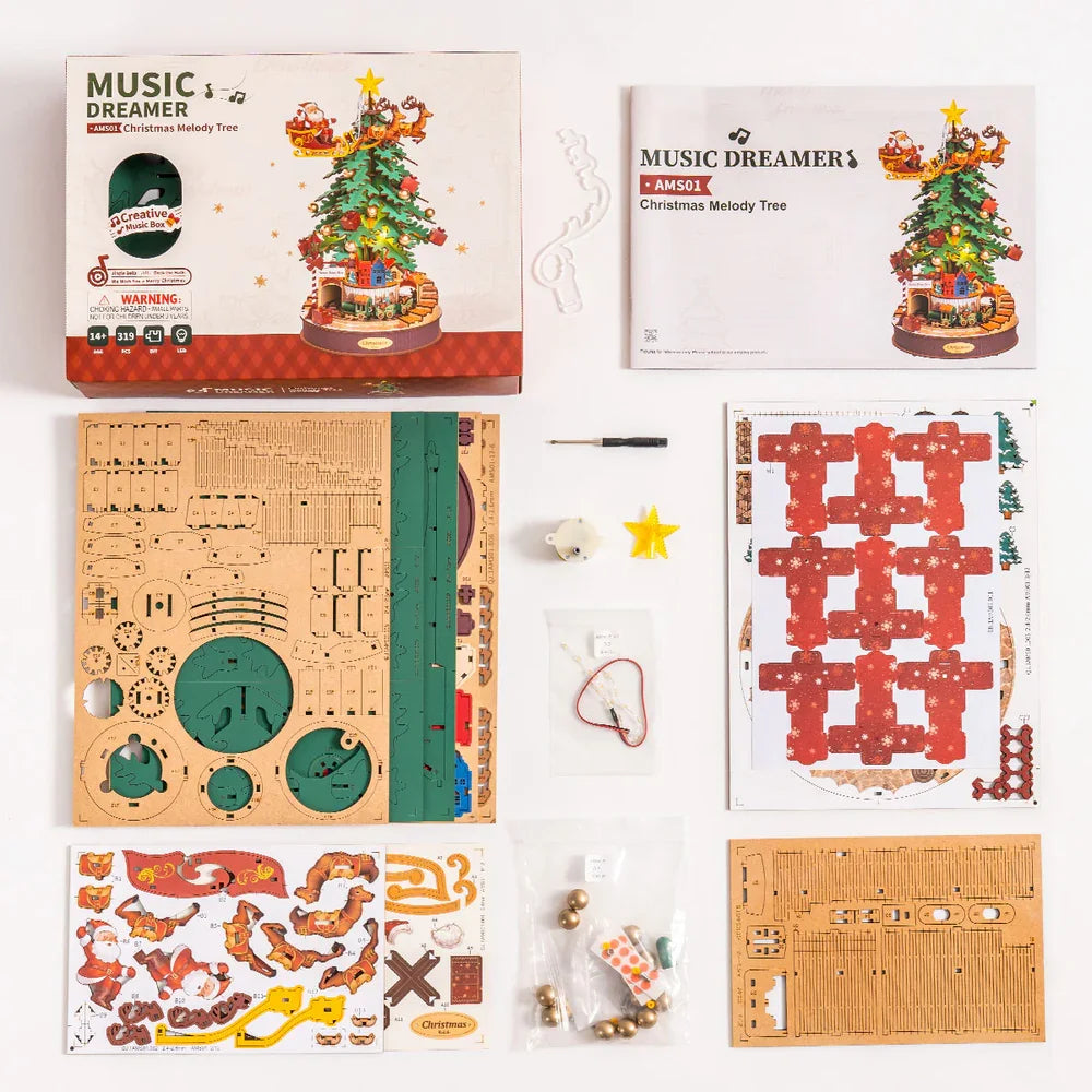 Puzzle 3D en Bois | Sapin De Noël Boîte à Musique