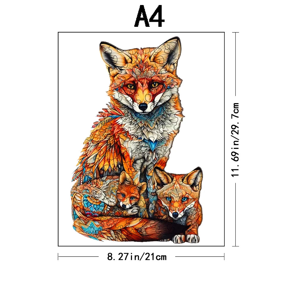 Puzzle 2D en Bois | Famille de Renard