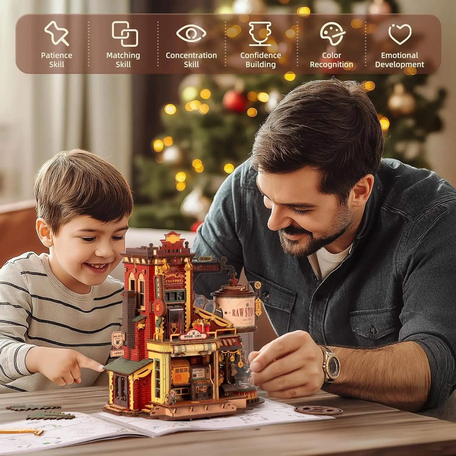Puzzle 3D en Bois | Usine à cadeaux musical