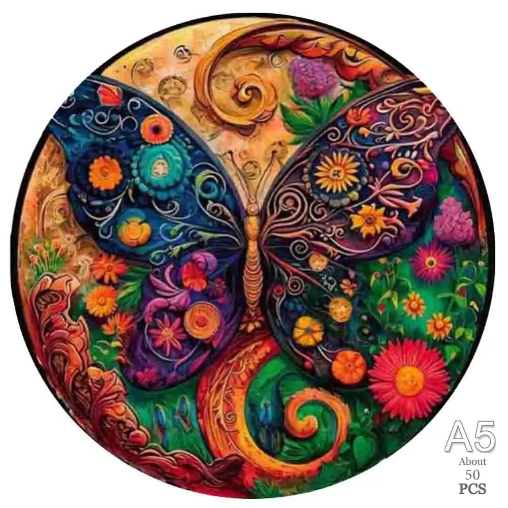Puzzle 2D en Bois | Papillon Coloré