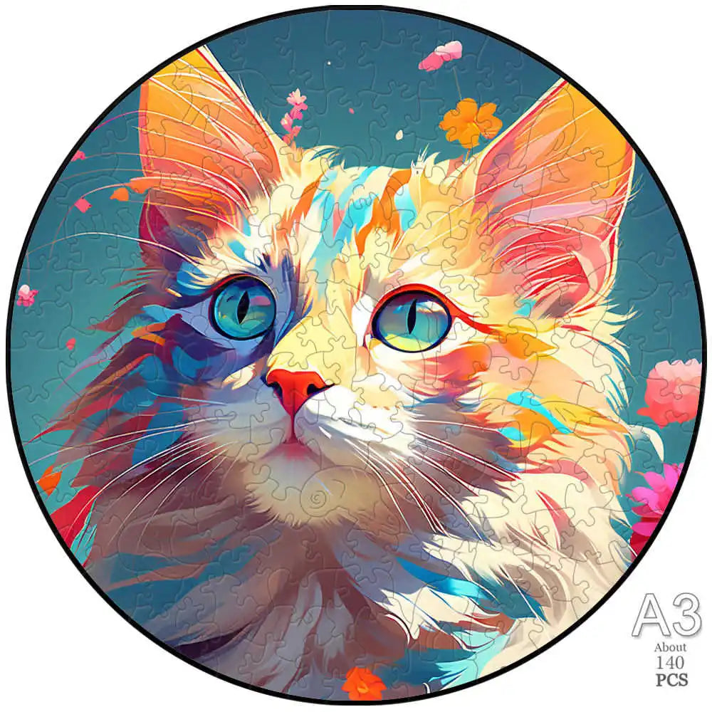Puzzle 2D en Bois | Chat Blanc