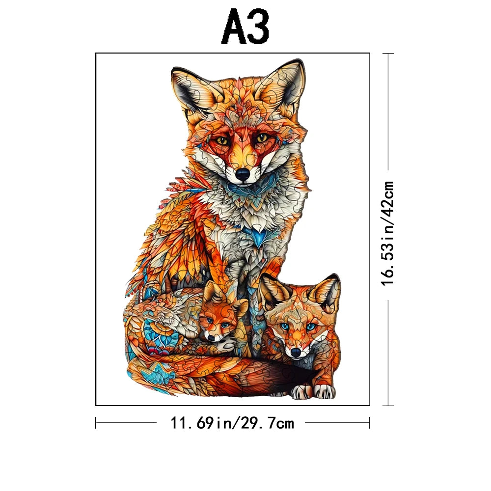 Puzzle 2D en Bois | Famille de Renard