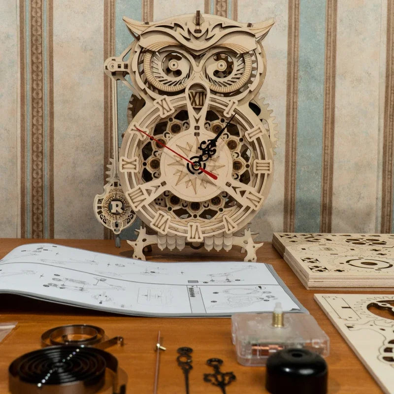 Puzzle 3D en Bois | Horloge Chouette