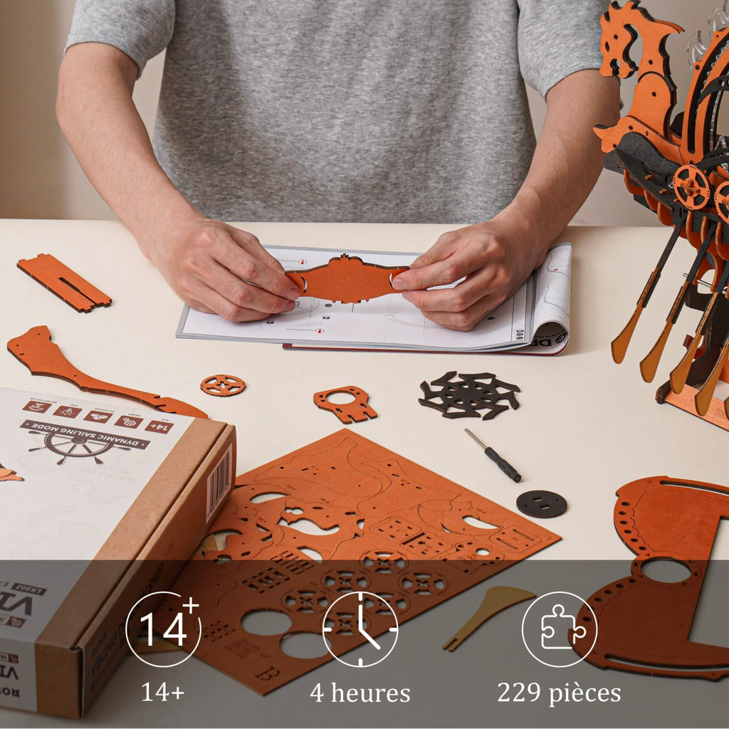 Puzzle 3D en Bois | Bateau Viking