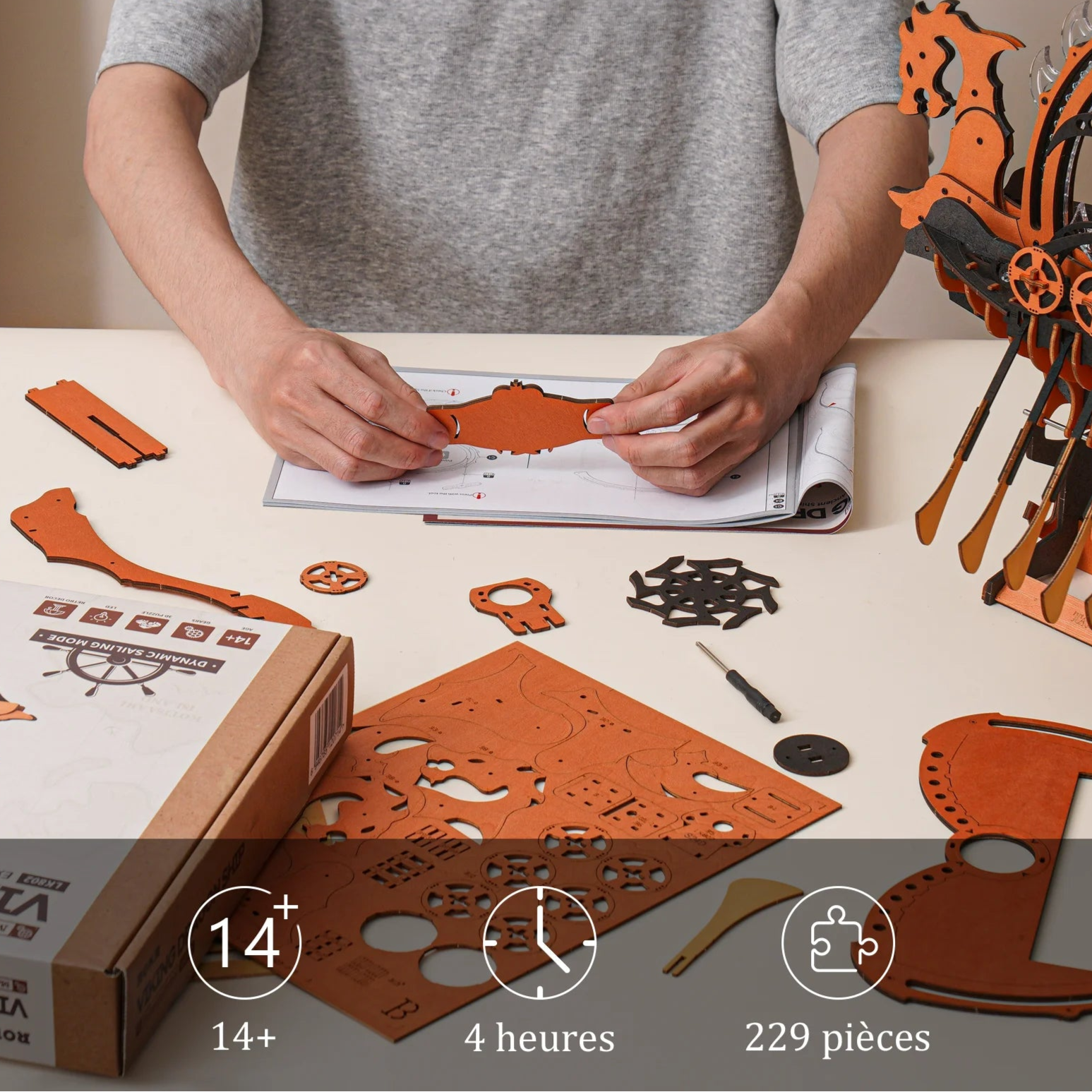 Puzzle 3D en Bois | Bateau Viking