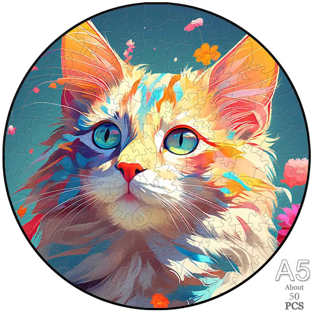 Puzzle 2D en Bois | Chat Blanc