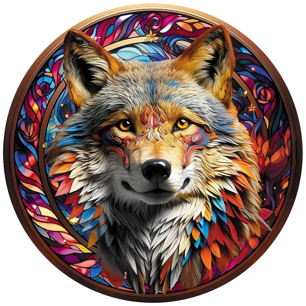 Puzzle 2D en Bois | Loup Coloré