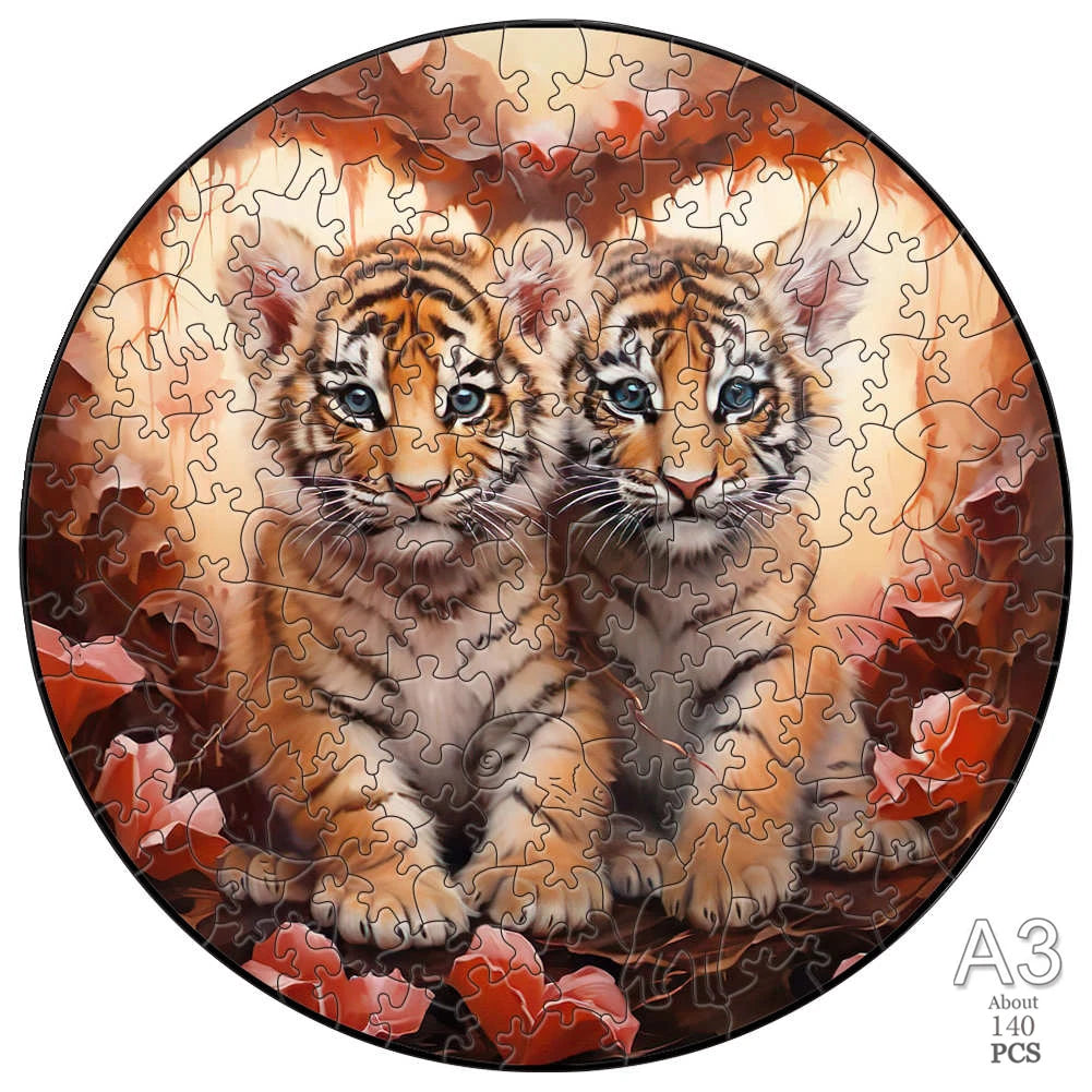 Puzzle 2D en Bois | Duo de Tigres