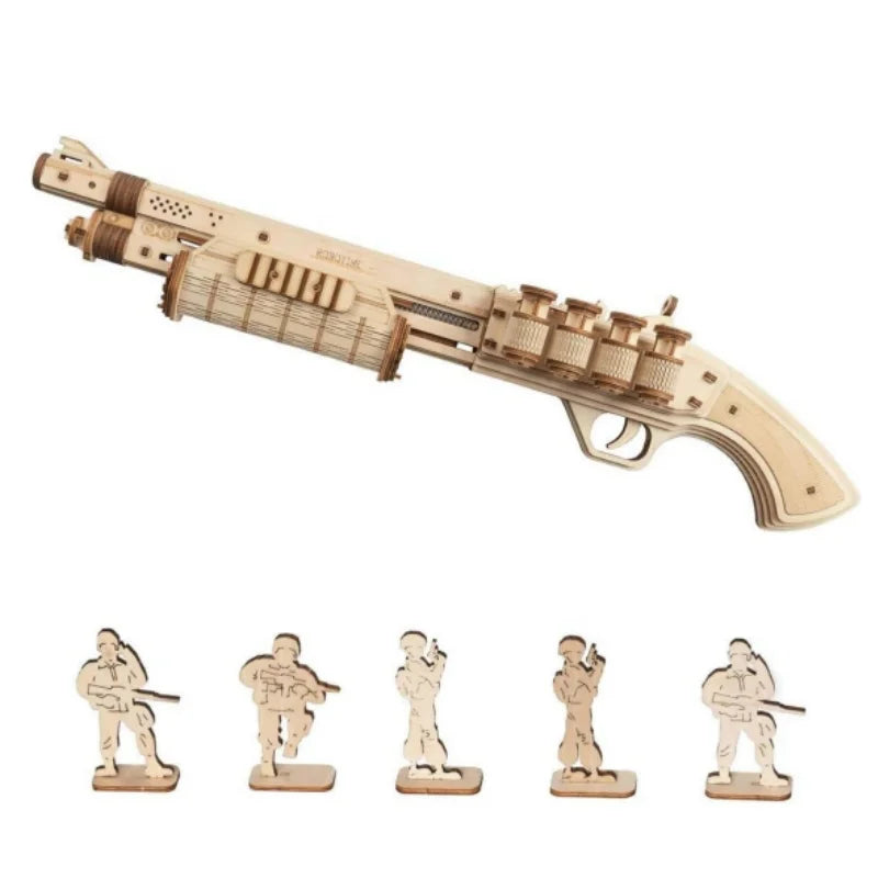 Puzzle 3D en Bois | Fusil à Pompe