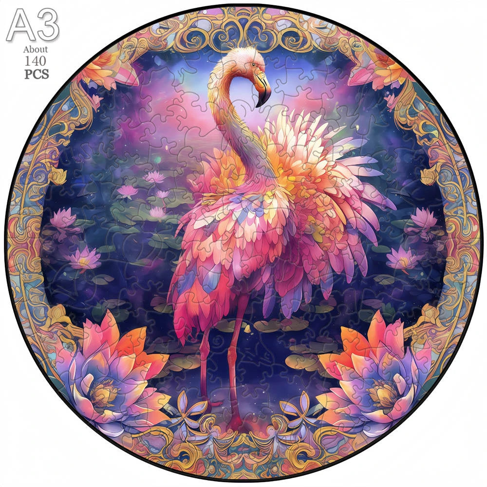 Puzzle 2D en Bois | Flamant Rose
