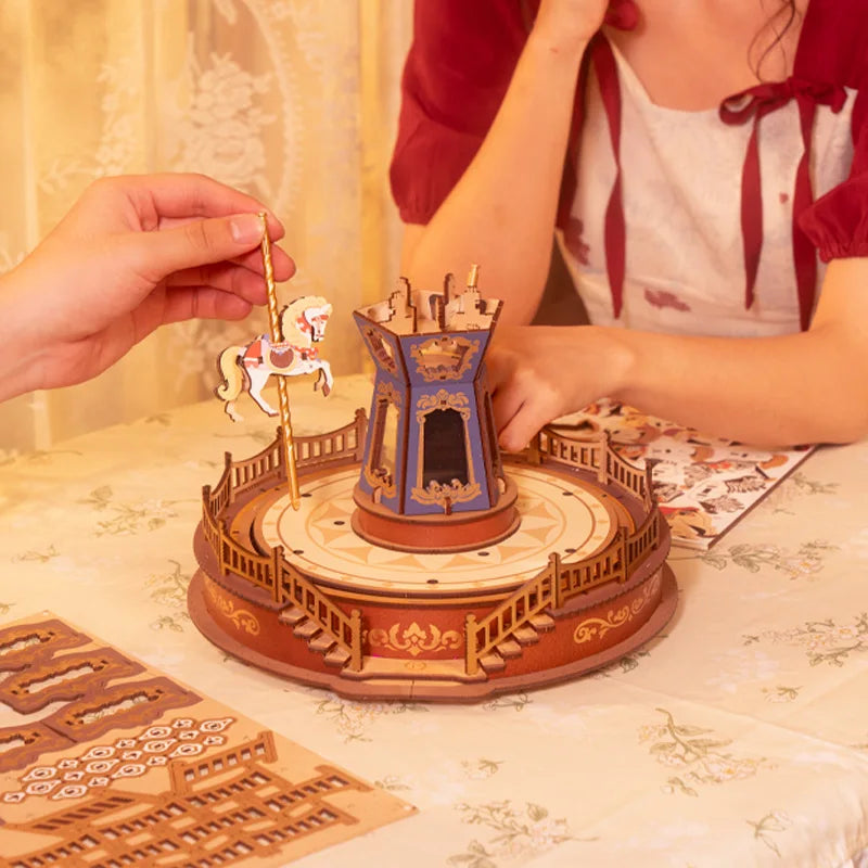 Puzzle 3D en Bois | Carrousel musical