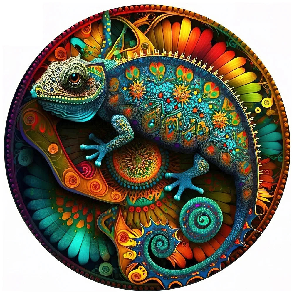 Puzzle 2D en Bois | Caméléon