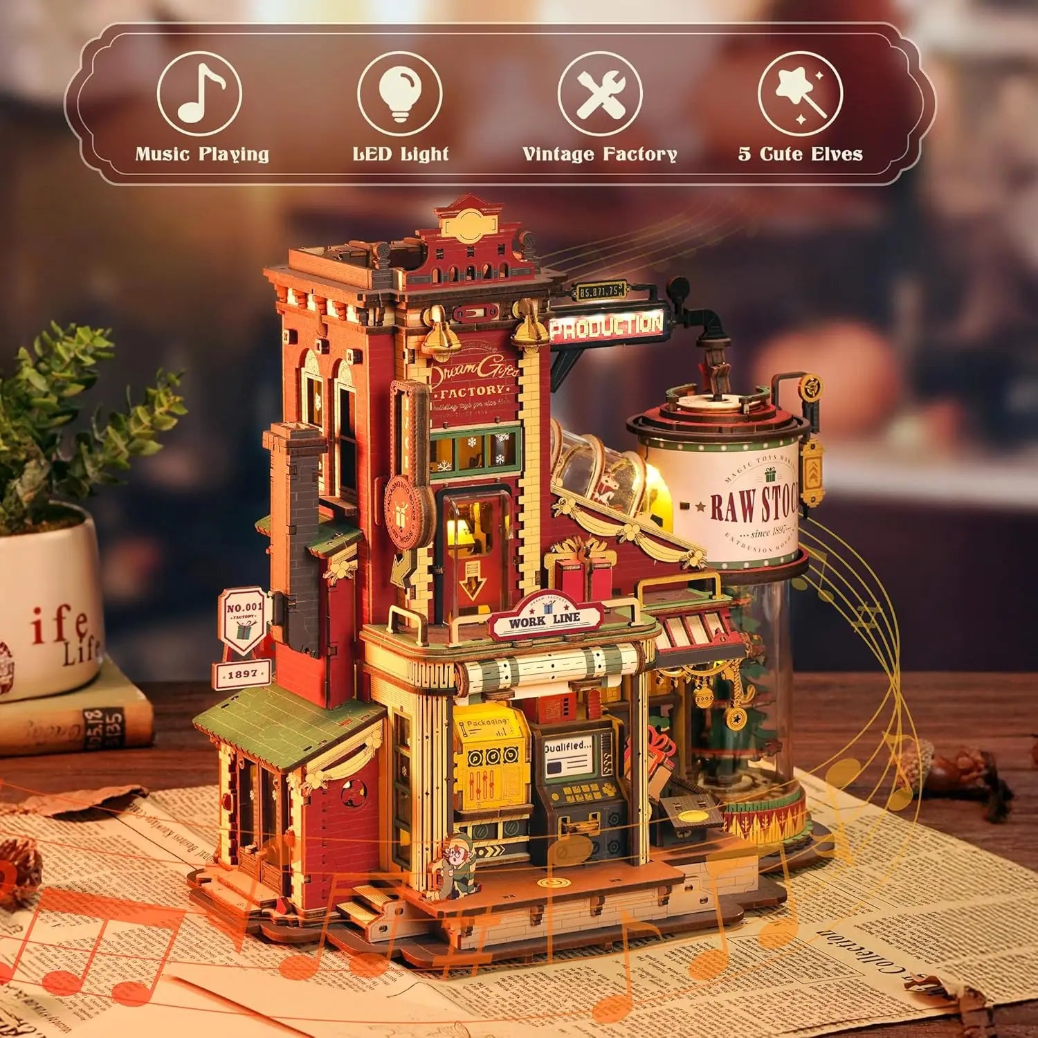 Puzzle 3D en Bois | Usine à cadeaux musical