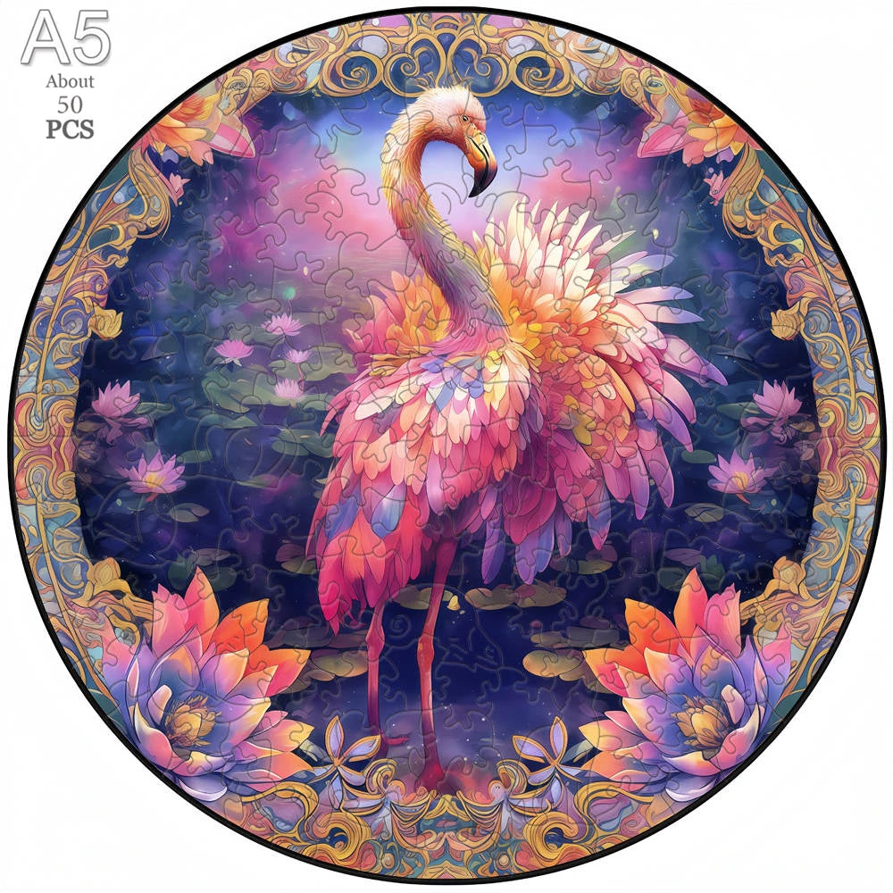 Puzzle 2D en Bois | Flamant Rose