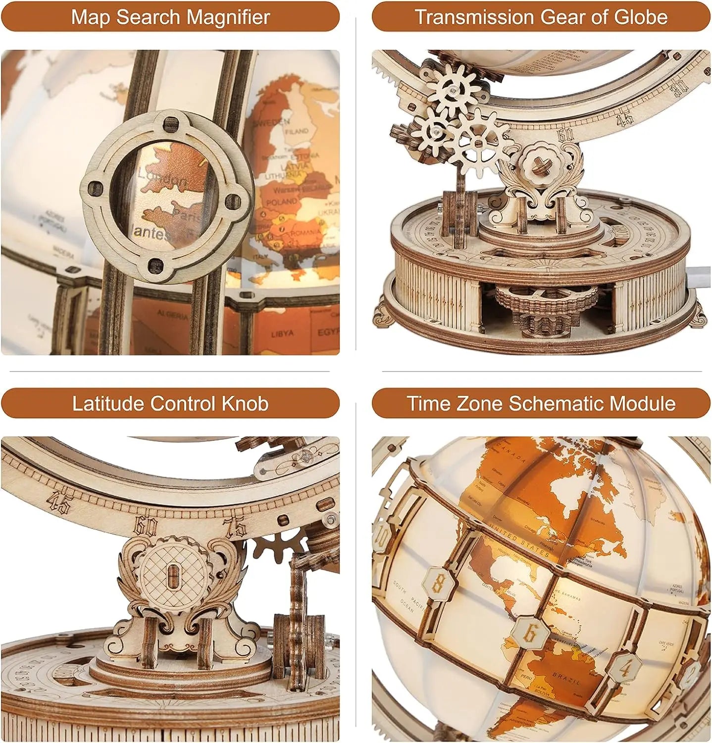 Puzzle 3D en Bois | Globe Terrestre