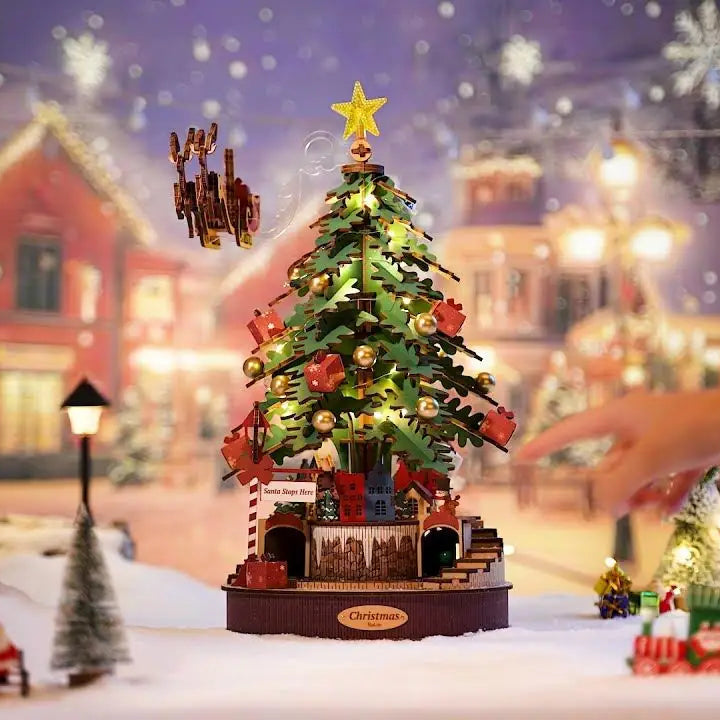 Puzzle 3D en Bois | Sapin De Noël Boîte à Musique